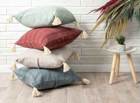 18" Green Cotton Throw Pillow Cover