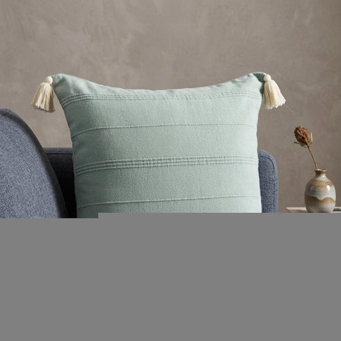 18" Green Cotton Throw Pillow Cover