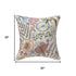 20" Ivory Slate Blue Terra Cotta And Sage Floral Cotton Throw Pillow Cover