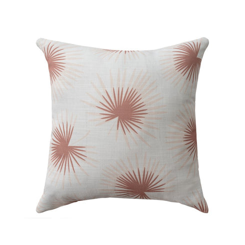 18" Coral And Off White Floral Throw Pillow