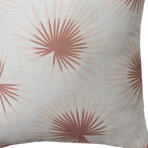 18" Coral And Off White Floral Throw Pillow