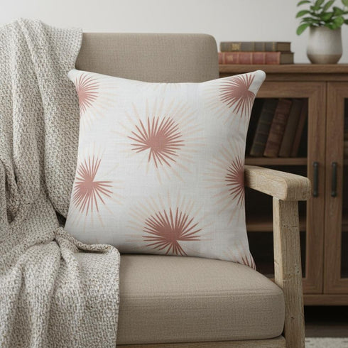 18" Coral And Off White Floral Throw Pillow
