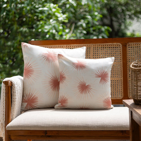 18" Coral And Off White Floral Throw Pillow