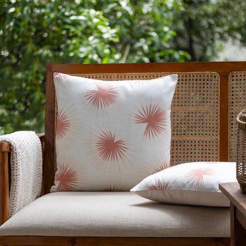 22" Coral And Off White Floral Throw Pillow