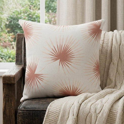 22" Coral And Off White Floral Throw Pillow