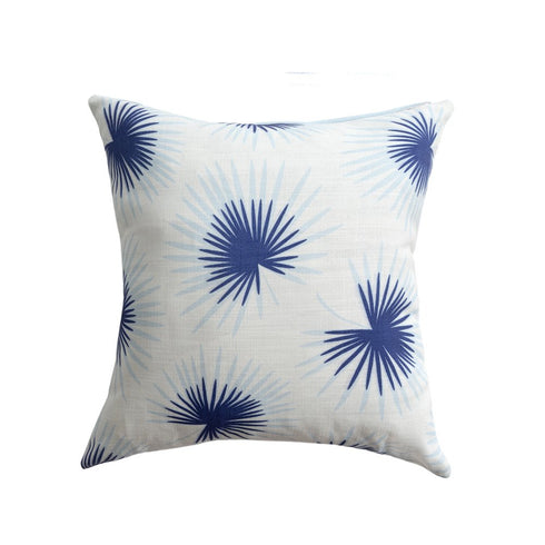 22" Navy Blue And White Floral Throw Pillow