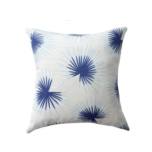 22" Navy Blue And White Floral Throw Pillow