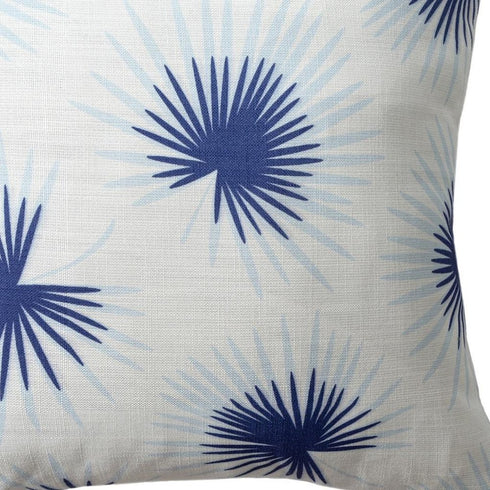 22" Navy Blue And White Floral Throw Pillow