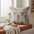 24" Blue And Brown Damask Recycled Poly Linen Throw Pillow