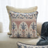24" Blue And Brown Damask Recycled Poly Linen Throw Pillow