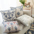 24" Blue And Brown Damask Recycled Poly Linen Throw Pillow