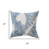 20" Blue And Ivory Floral Cotton Throw Pillow