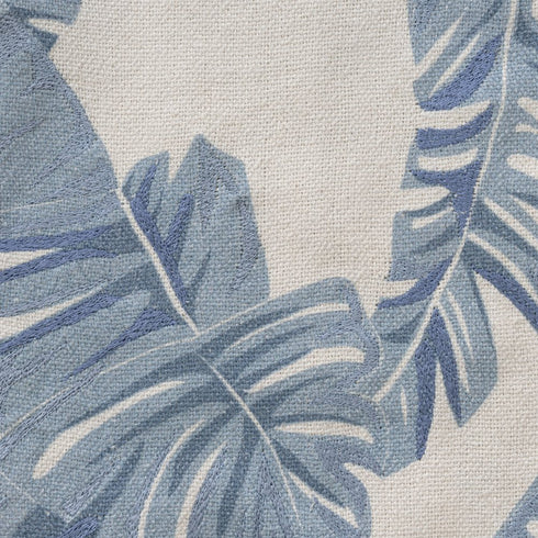 20" Blue And Ivory Floral Cotton Throw Pillow