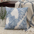 20" Blue And Ivory Floral Cotton Throw Pillow