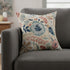 24" Ivory Slate Blue Terra Cotta And Sage Floral Cotton Throw Pillow