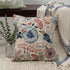 24" Ivory Slate Blue Terra Cotta And Sage Floral Cotton Throw Pillow