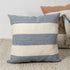 24" Blue And Ivory Striped Linen Blend Throw Pillow