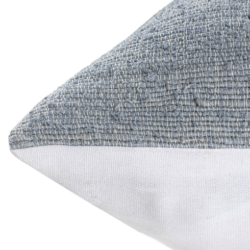 24" Blue And Ivory Striped Linen Blend Throw Pillow