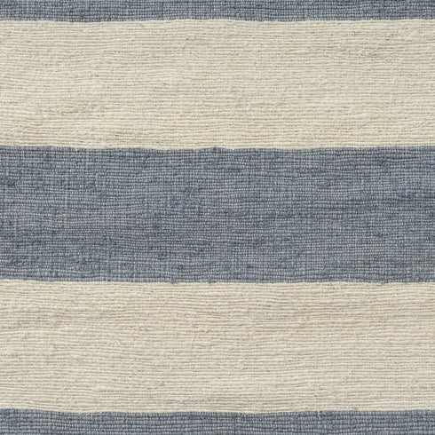 24" Blue And Ivory Striped Linen Blend Throw Pillow