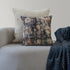 18" Navy Blue And Beige Floral Throw Pillow