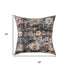 18" Navy Blue And Beige Floral Throw Pillow