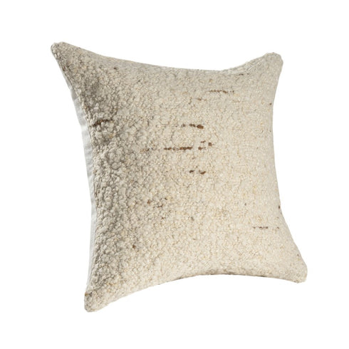 24" Ivory And Beige Wool Throw Pillows