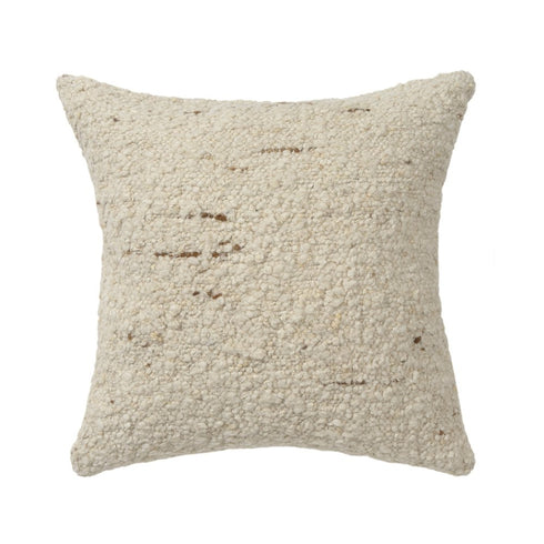 24" Ivory And Beige Wool Throw Pillows