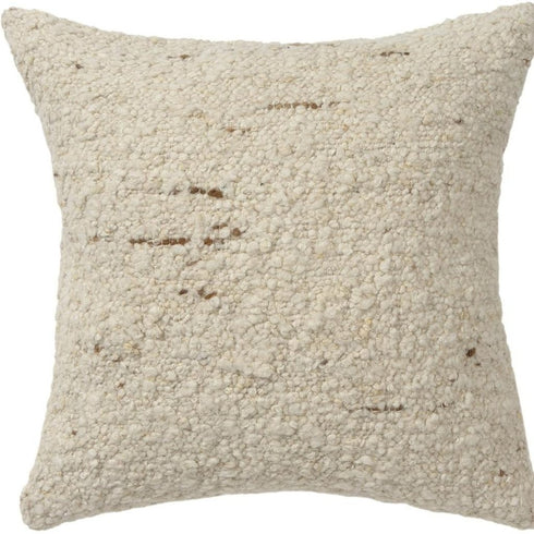 24" Ivory And Beige Wool Throw Pillows