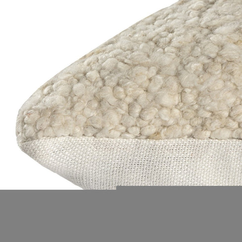 24" Ivory And Beige Wool Throw Pillows