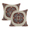 Set of Two 18" Brown And Beige Geometric Cotton Throw Pillows