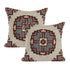 Set of Two 18" Brown And Beige Geometric Cotton Throw Pillows