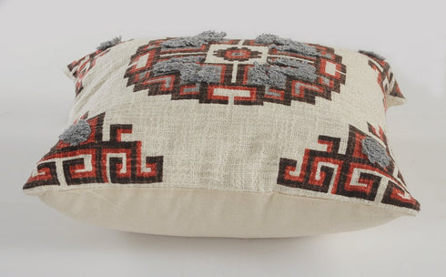 Set of Two 18" Brown And Beige Geometric Cotton Throw Pillows