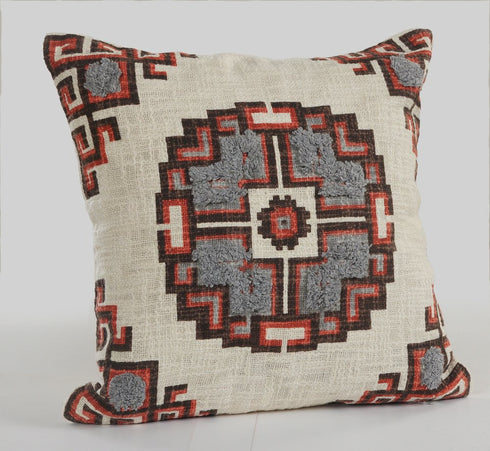 Set of Two 18" Brown And Beige Geometric Cotton Throw Pillows