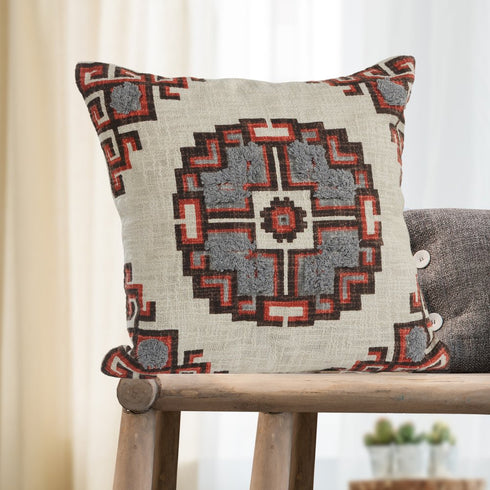 Set of Two 18" Brown And Beige Geometric Cotton Throw Pillows