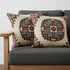 Set of Two 18" Brown And Beige Geometric Cotton Throw Pillows