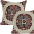 Set of Two 18" Brown And Beige Geometric Cotton Throw Pillows