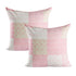 Set of Two 20" Pink And White Patchwork Cotton Throw Pillows