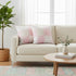 Set of Two 20" Pink And White Patchwork Cotton Throw Pillows