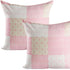 Set of Two 20" Pink And White Patchwork Cotton Throw Pillows