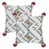 Set of Two 20" White Teal Blue Tan And Crimson Geometric Cotton Throw Pillows