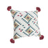 Set of Two 20" White Teal Blue Tan And Crimson Geometric Cotton Throw Pillows