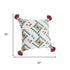 Set of Two 20" White Teal Blue Tan And Crimson Geometric Cotton Throw Pillows