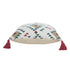 Set of Two 20" White Teal Blue Tan And Crimson Geometric Cotton Throw Pillows