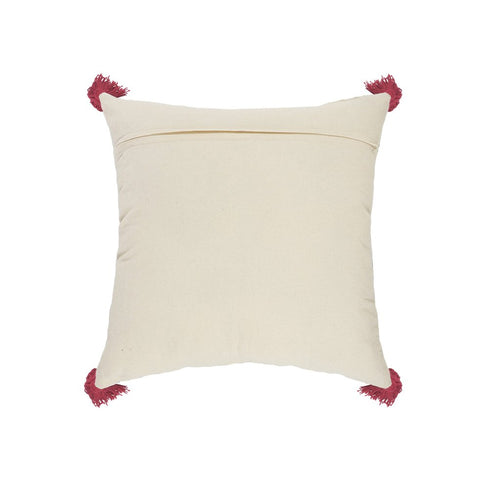 Set of Two 20" White Teal Blue Tan And Crimson Geometric Cotton Throw Pillows