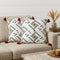 Set of Two 20" White Teal Blue Tan And Crimson Geometric Cotton Throw Pillows