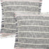Set of Two 20" Gray And Pink Striped Cotton Throw Pillows with Fringe