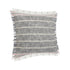 Set of Two 20" Gray And Pink Striped Cotton Throw Pillows with Fringe