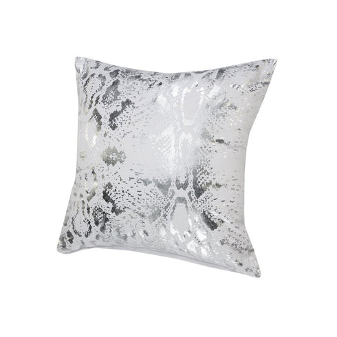 Set of Two 20" White And Silver Cotton Throw Pillows