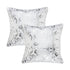 Set of Two 20" White And Silver Cotton Throw Pillows