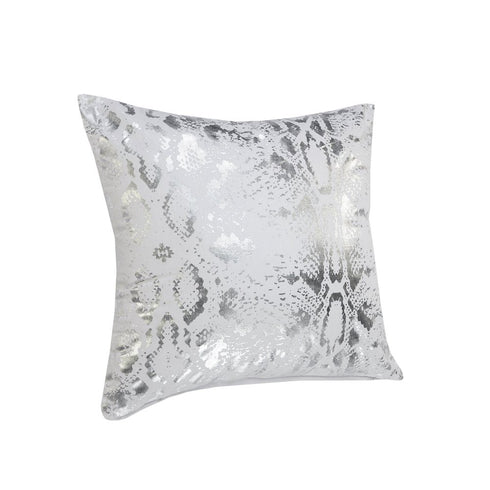 Set of Two 20" White And Silver Cotton Throw Pillows